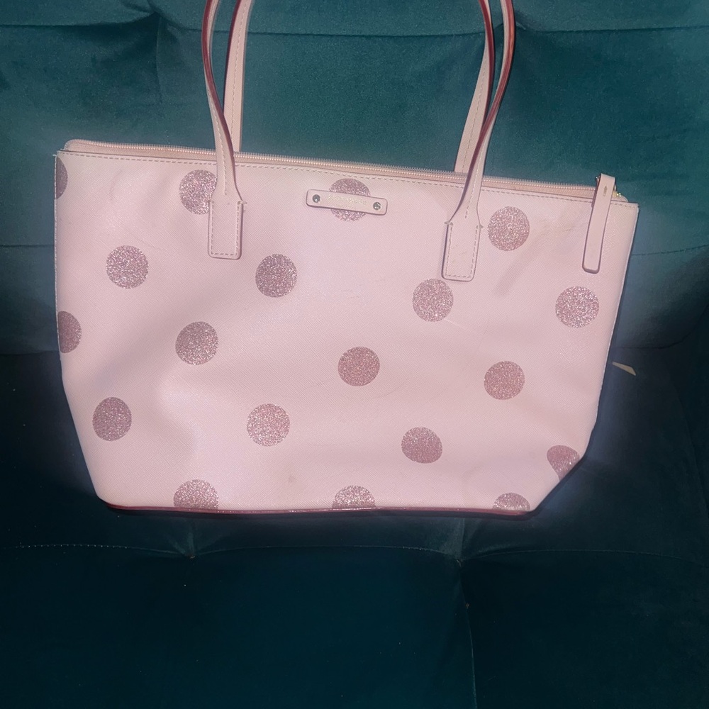 Pink Polka Dot Tote Bag